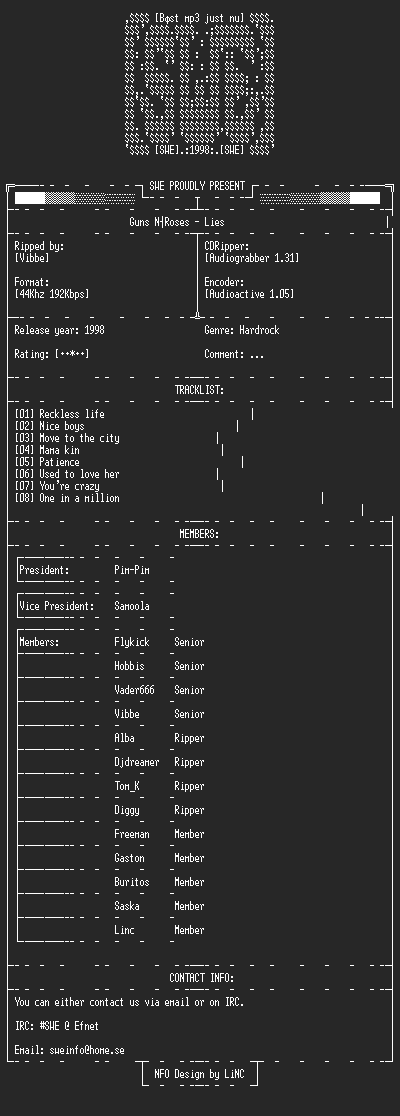 NFO file for Guns_N´Roses_-_Lies-SWE