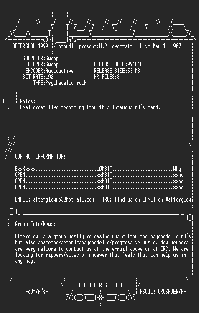 NFO file for HP_Lovecraft_-_Live_May_11_(1968)_(Afterglow)