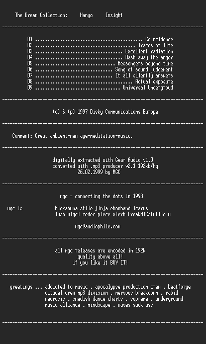 NFO file for Hanyo_-_Insight_(1997)-MGC