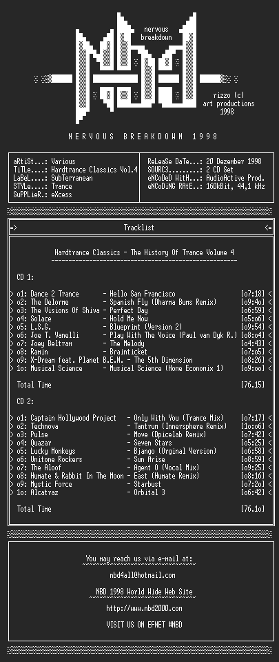 NFO file for Hardtrance_Classics-The_History_Of_Trance_Volume_4_SAMPLER_nbd