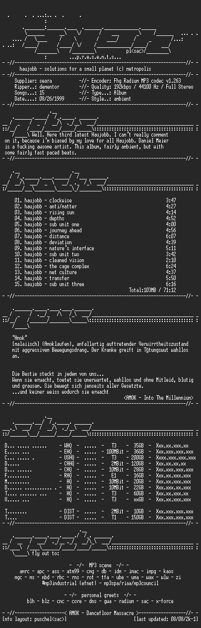 NFO file for Haujobb-Solutions.for.a.Small.Planet-(1996)-AMOK