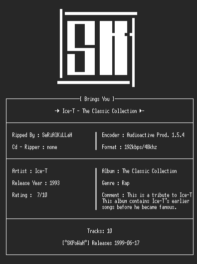 NFO file for Ice-t_-_The_Classic_Collection(192kbps)(1993)-SKPoWaH