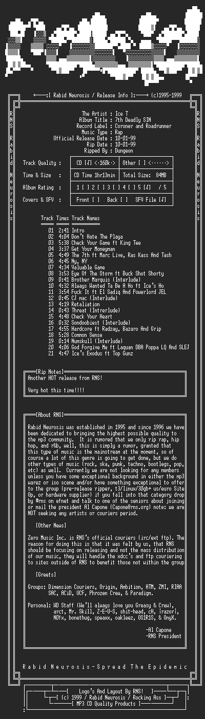 NFO file for Ice_T-7th_Deadly_SIN-1999-RNS