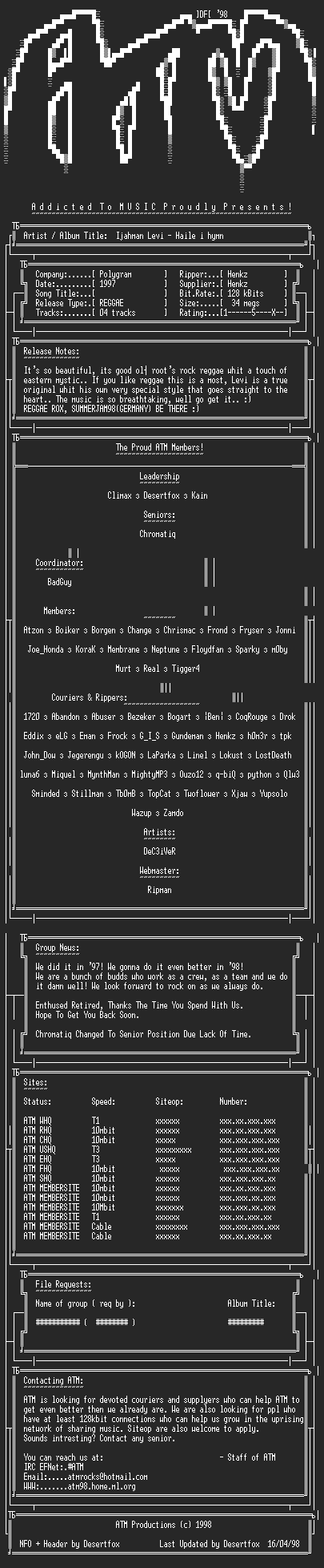 NFO file for Ijahman_Levi-Haile_I_Hymn_(1997)_-_ATM