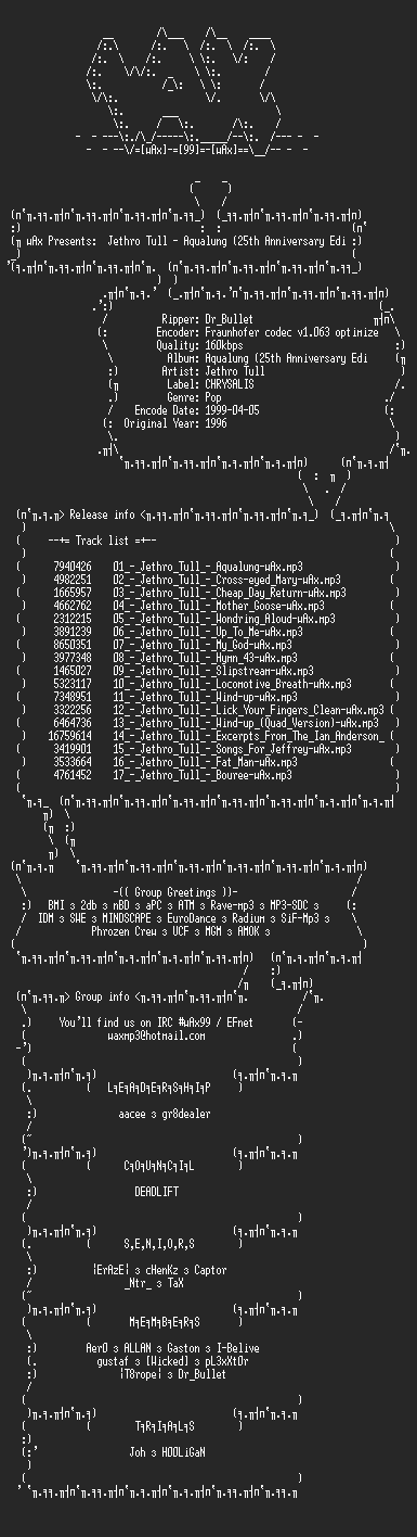 NFO file for Jethro_Tull_-_Aqualung_(25th_Anniversary_Edition)(1996)-wAx