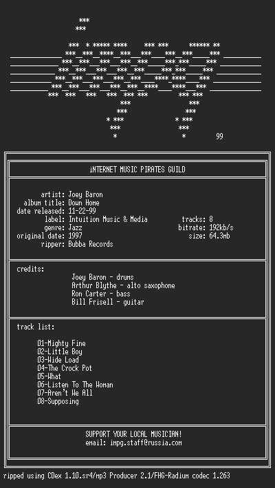 NFO file for Joey.Baron--Down.Home-(1997)-iMPG