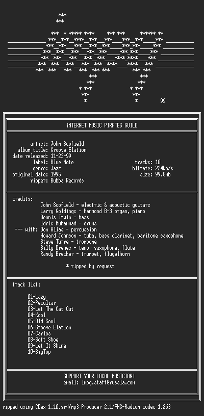 NFO file for John.Scofield--Groove.Elation-(1995)-iMPG