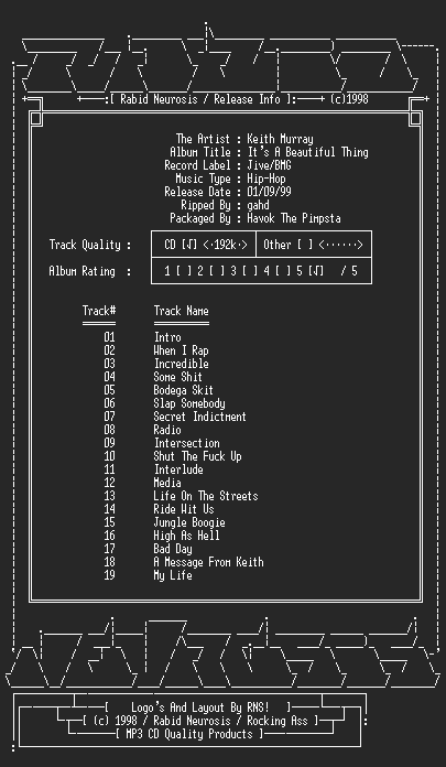 NFO file for Keith_Murray-It's_A_Beautiful_Thing-1999-RNS