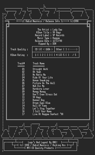 NFO file for Lady_Saw-99_Ways-RNS