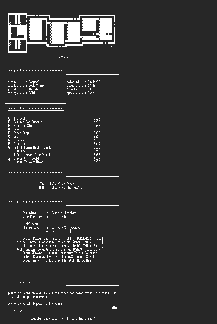 NFO file for Roxette-Look_Sharp-WLW