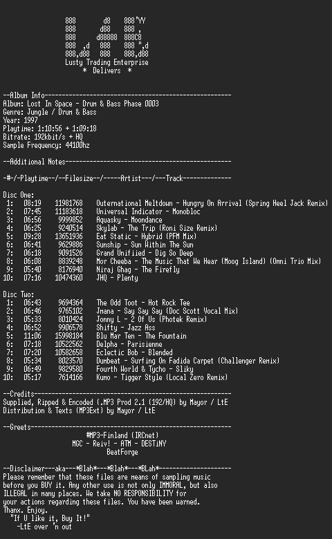 NFO file for Lost_In_Space-Drum_N_Bass_Phase_0003_-_LtE