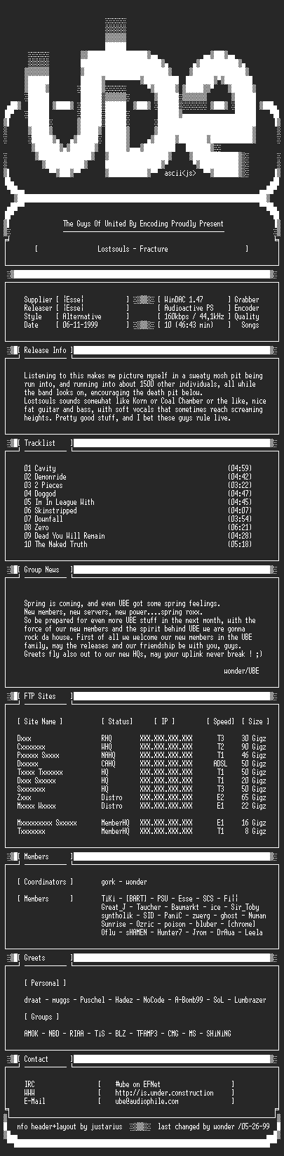 NFO file for Lostsouls--Fracture-1998-UBE