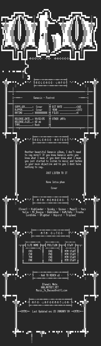NFO file for Genesis_-_Foxtrot_(1972)_-_MTM