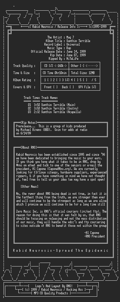 NFO file for Mag_7-Sumthin_Terrible-CD_Single-1999-RNS