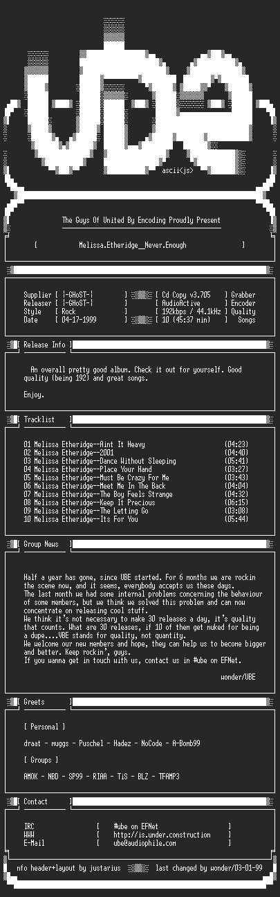 NFO file for Melissa.Etheridge--Never.Enough-1992-UBE