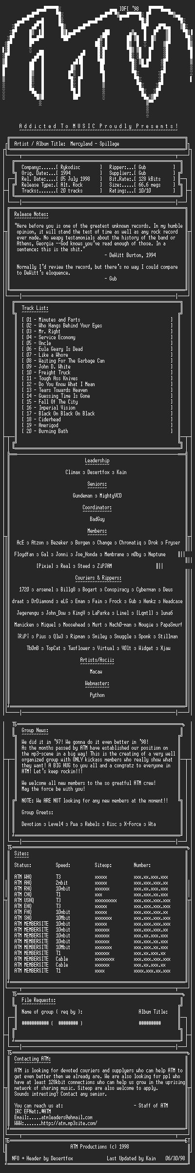 NFO file for Mercyland_-_Spillage_(1994)_-_ATM