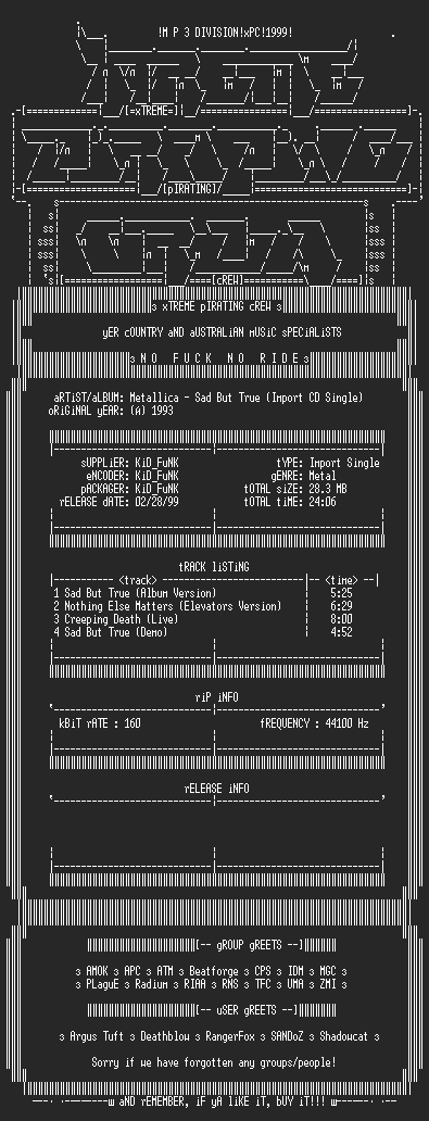 NFO file for Metallica_-_Sad_But_True_-_[Import_Single]_-_1993_-_XPC