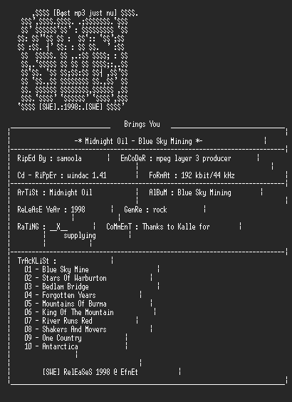 NFO file for Midnight_Oil_-_Blue_Sky_Mining-SWE