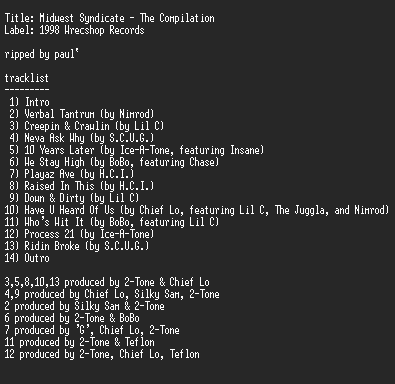NFO file for Midwest_Syndicate-The_Compilation-RNS