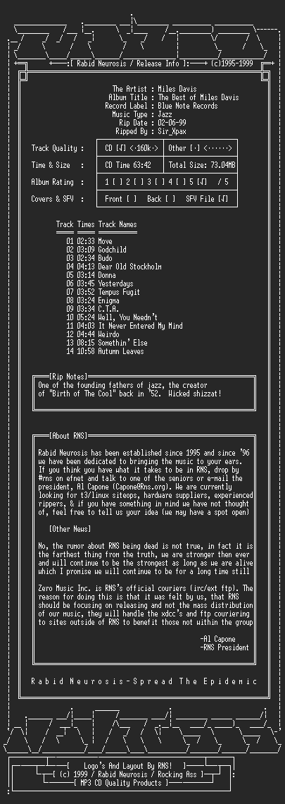 NFO file for Miles_Davis-The_Best_Of-1992-RNS