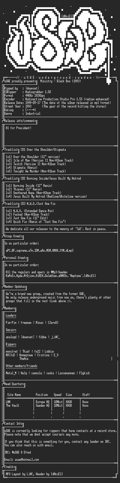 NFO file for Ministry-Black_Box-(1993)-uSWE