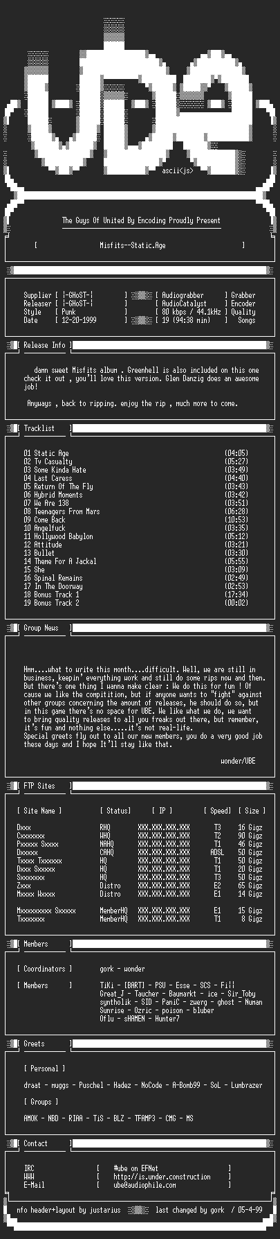 NFO file for Misfits--Static.Age-1997-UBE