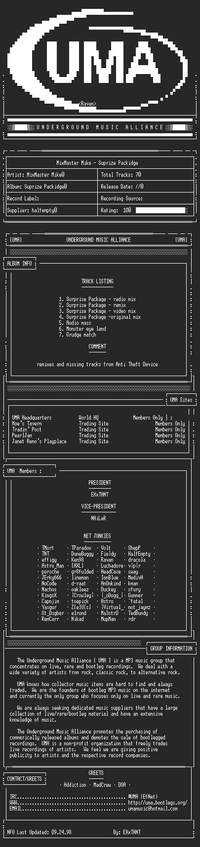 NFO file for Mix_Master_Mike-Suprize_Packidge-UMA