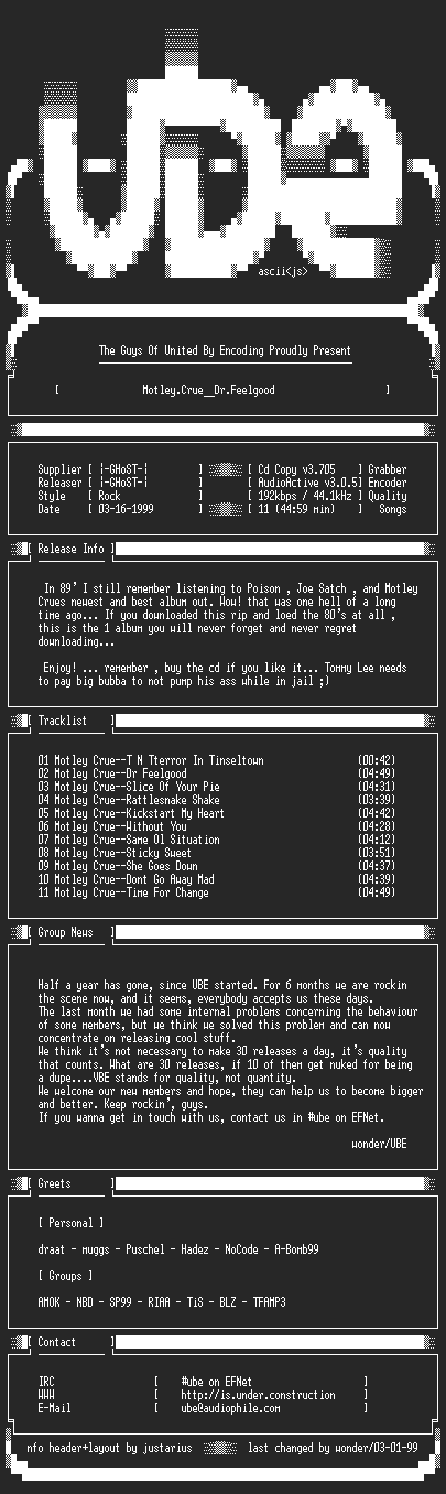 NFO file for Motley.Crue--Dr.Feelgood-1989-UBE