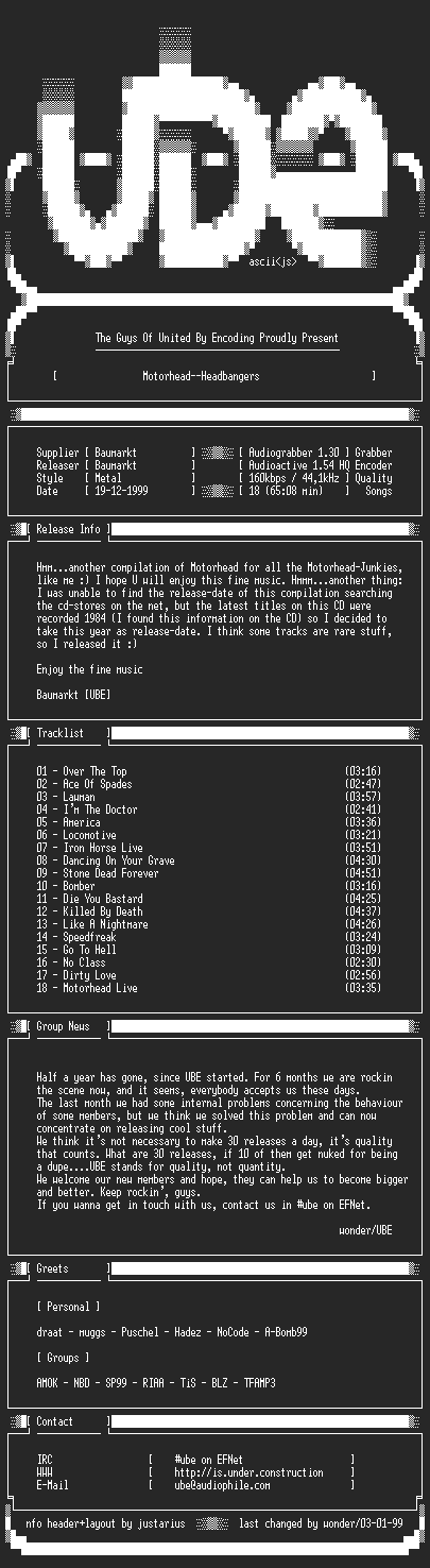 NFO file for Motorhead--Headbangers-1984-UBE