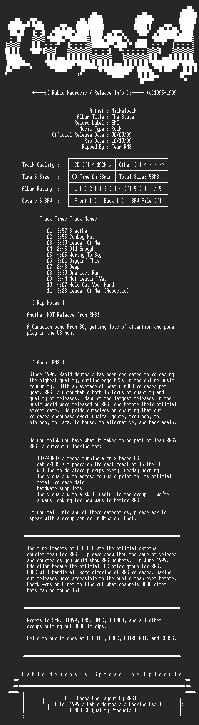 NFO file for Nickelback-The_State-1999-RNS