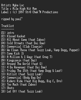 NFO file for Nyke_Loc-Mile_High_Hit_Man-RNS