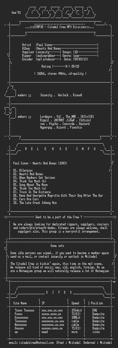 NFO file for Paul_Simon_-_Hearts_And_Bones_-_(1983)-CCMP3D