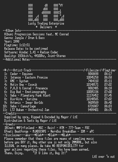 NFO file for Progression_Sessions LTJ_Bukem_Feat_MC_Conrad-LtE