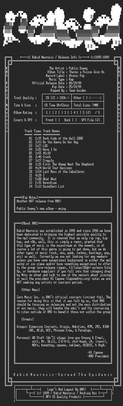 NFO file for Public_Enemy-Theres_A_Poison_Goin_On-1999-RNS