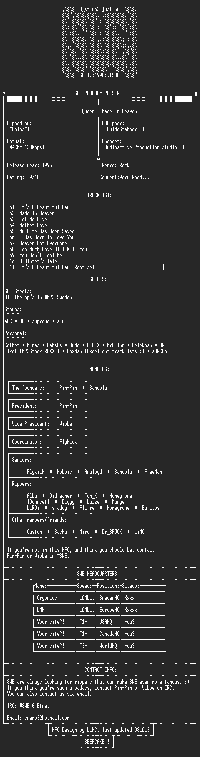 NFO file for Queen_-_Made_In_Heaven_-_SWE