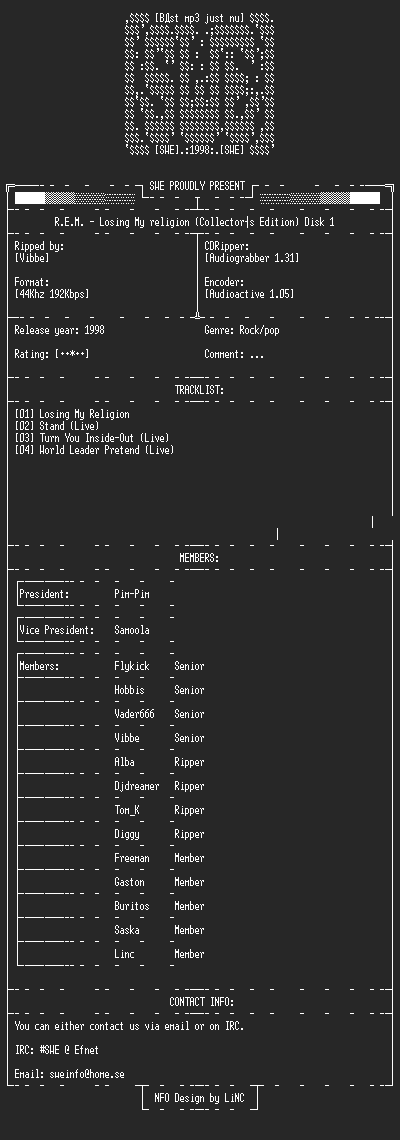 NFO file for R.E.M._-_Losing_My_religion_(Collectors_Edition)-SWE