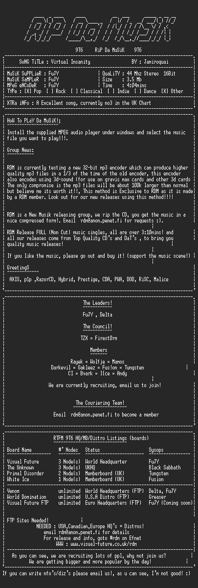 NFO file for  Jamiroquai-Virtual_Insanity-RDM