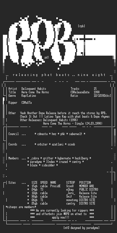 NFO file for Delinquent_Habits-Here_Come_The_Horns-RPB