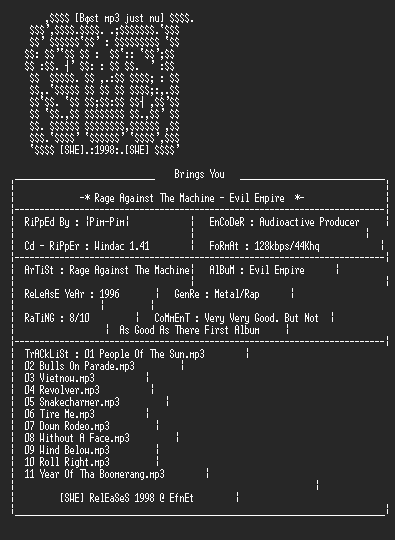 NFO file for Rage_Against_The_Machine-Evil_Empire-SWE