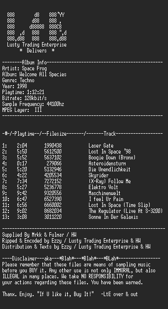 NFO file for Space_Frog_-_Welcome_All_Species-LtE