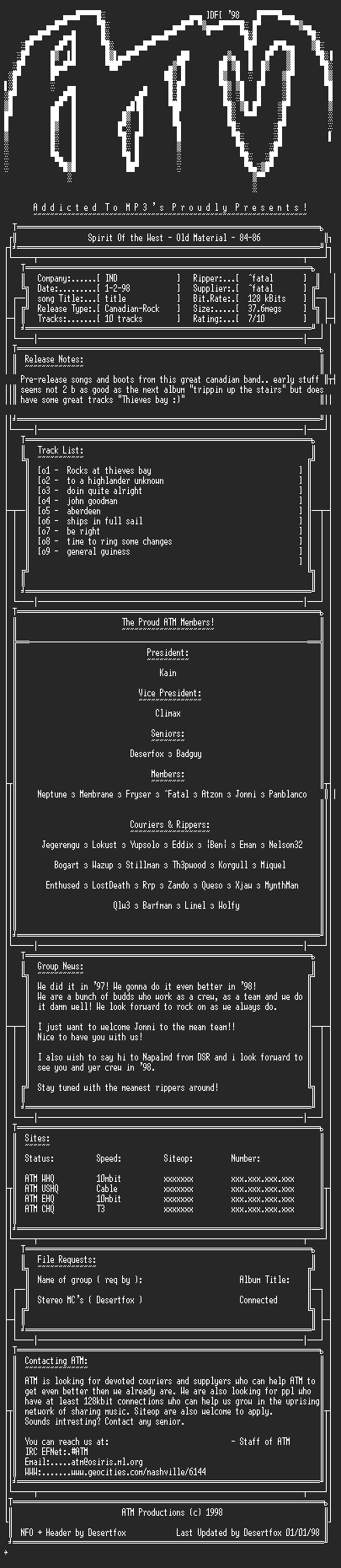 NFO file for Spirit_of_the_West_-_Old_Material_-_ATM