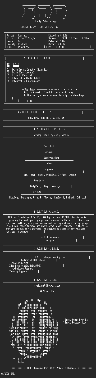 NFO file for Scarface-Smile-CD_Single-1997-ERB
