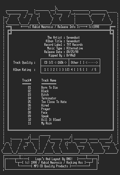 NFO file for Sevendust-Sevendust-RNS