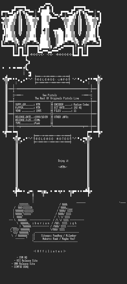 NFO file for Sex_Pistols_-_The_Rest_of_Originals_Pistols_Live_(1985)_-_MTM