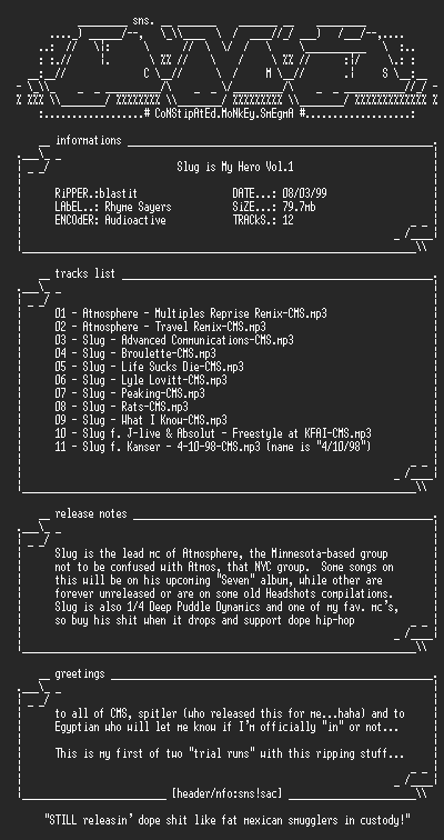 NFO file for Slug-Slug_Is_My_Hero-1998-CMS