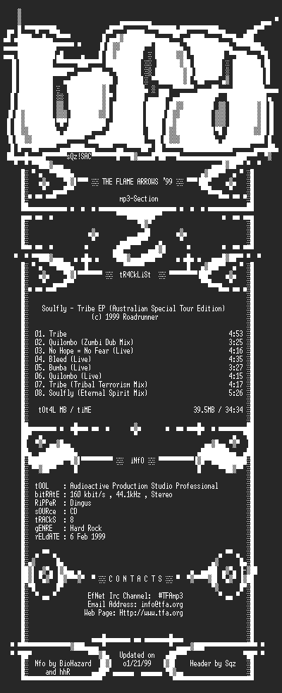 NFO file for Soulfly_-_Tribe_EP_(Australian_Tour_Edition)-1999-TFAMP3