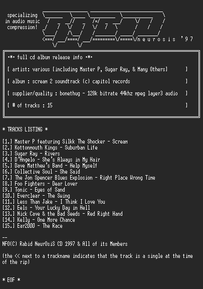 NFO file for Soundtrack_-_Scream_2-1997-RNS