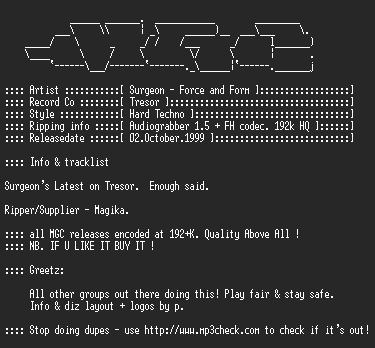 NFO file for Surgeon_-_Force_and_Form-(Tresor_CD_117)-MGC