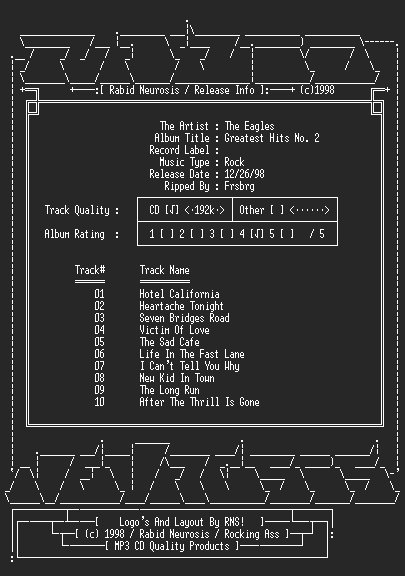 NFO file for The_Eagles-Greatest_Hits_Volume_2-RNS