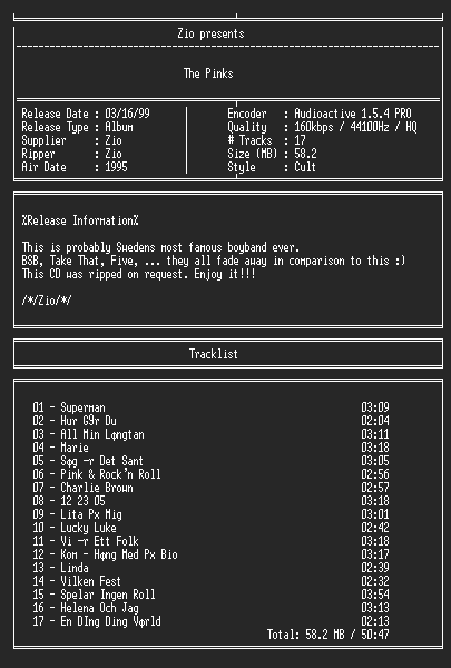 NFO file for The_Pinks_(1995)_-_Zio
